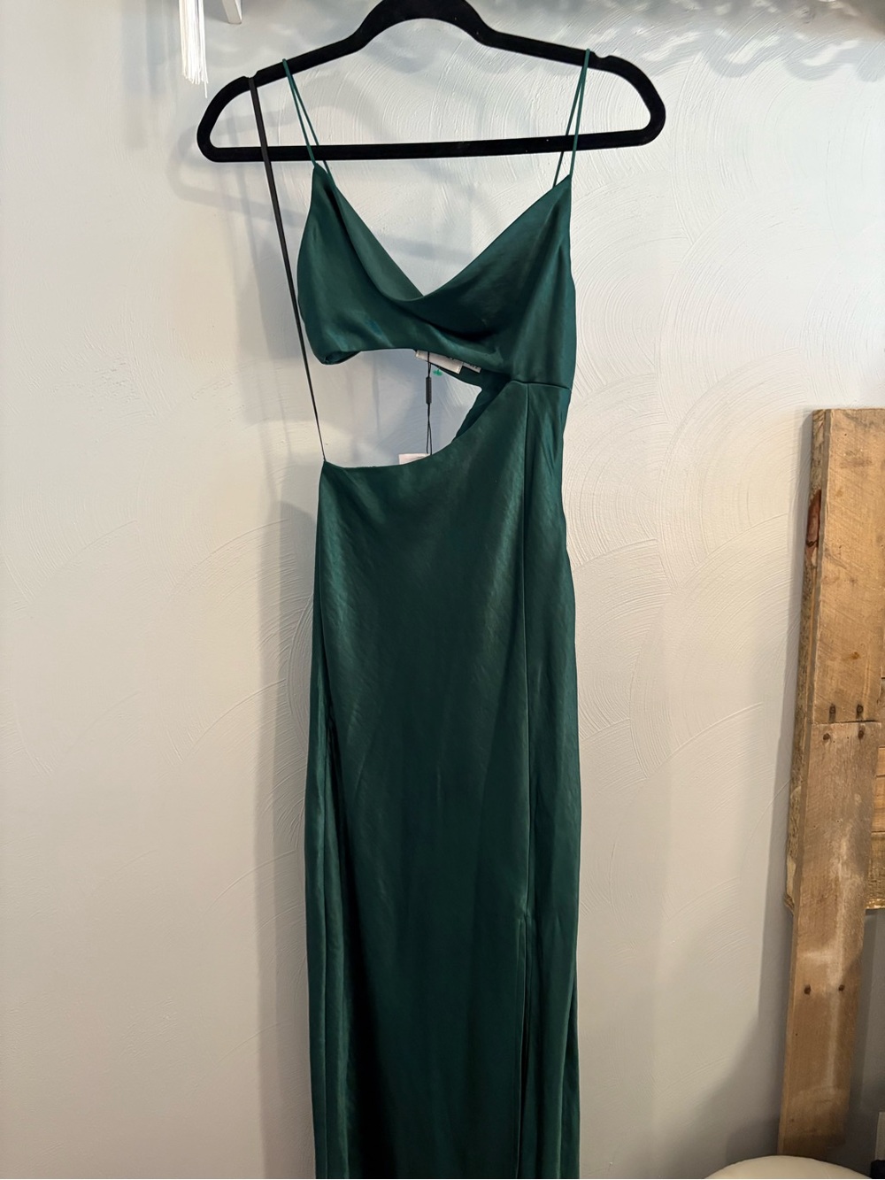 Hello Molly Satin Emerald Cutout Strapless Slip Dress